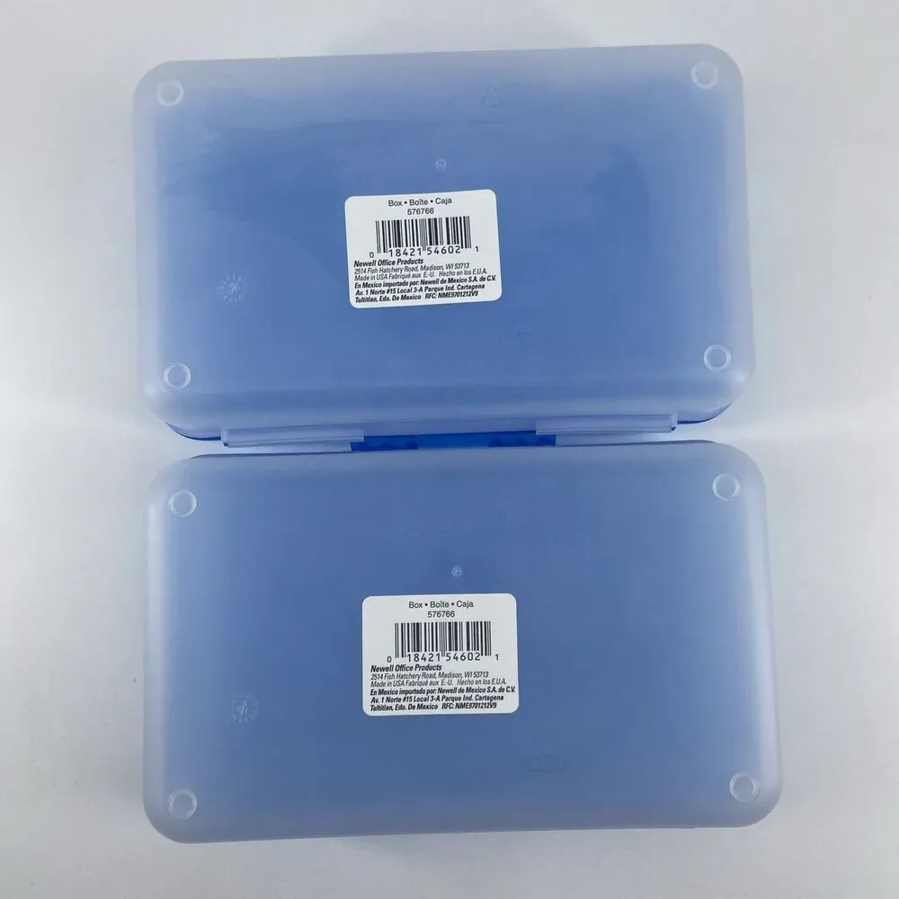 2 SpaceMaker Pencil Box Blue Top Clear Bottom Back To School Organizer